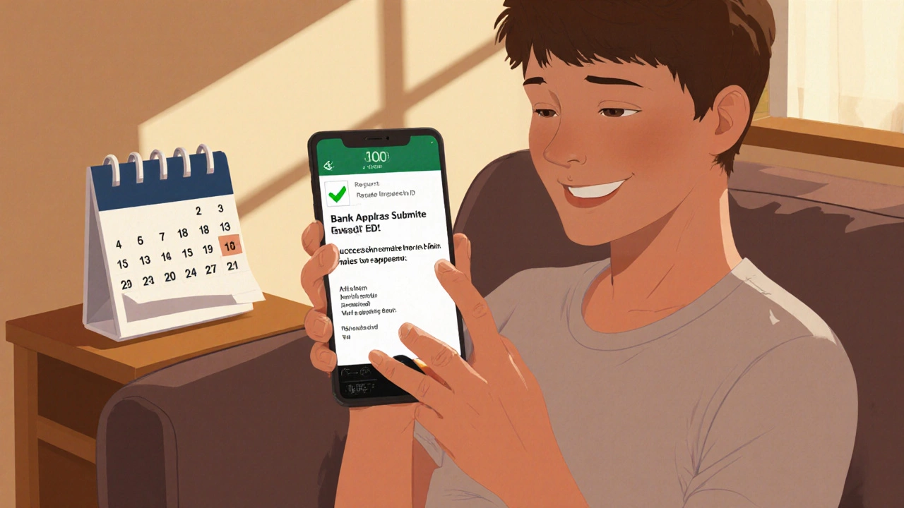 Пользователь смотрит уведомление на телефоне о принятом обращении, на экране отображён номер заявки.