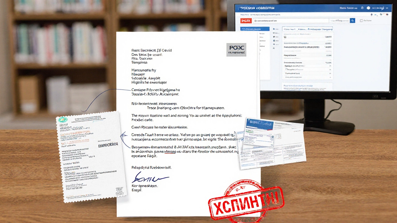 Официальная жалоба на столе с квитанциями, трек-номером и подписью