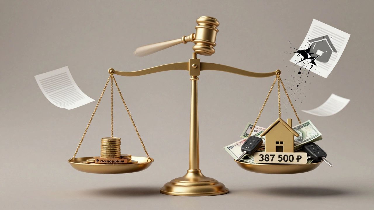 Символические весы: 300 рублей против сотен тысяч рублей компенсации.