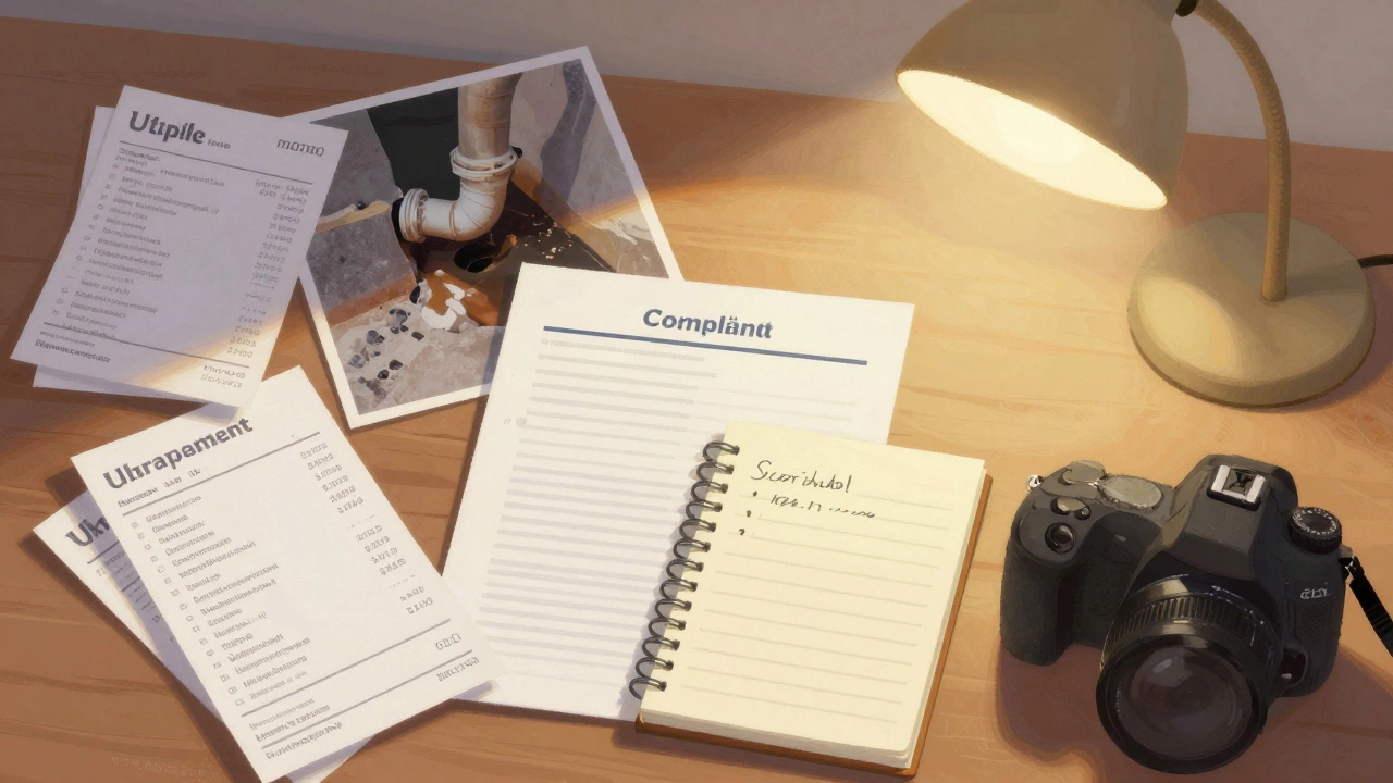 Документы и фото повреждений на столе