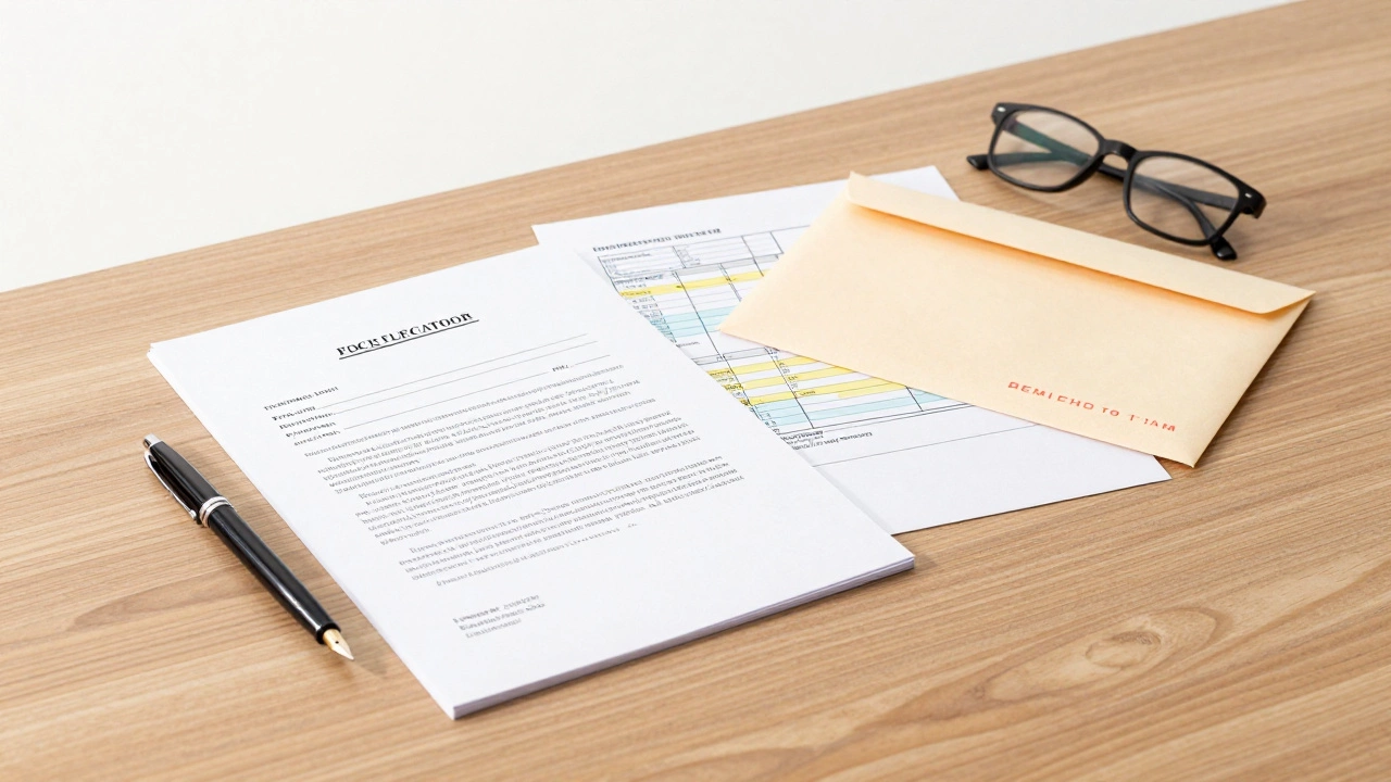 Стопка документов, квитанций и официальная претензия на рабочем столе