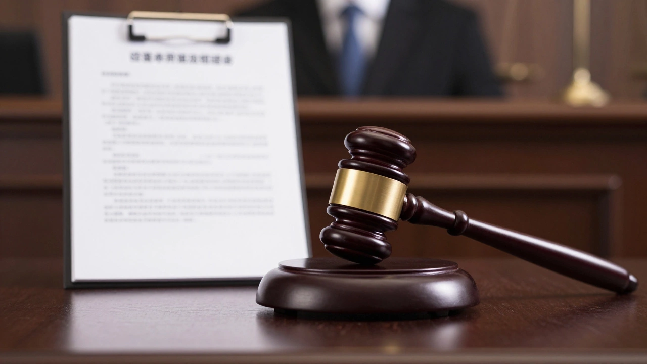 Судебный молоток и папка с документами о защите прав потребителей