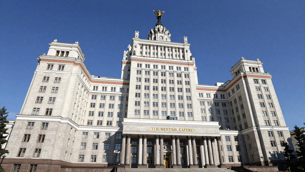 Величественное здание прокуратуры с колоннами в светлое время суток